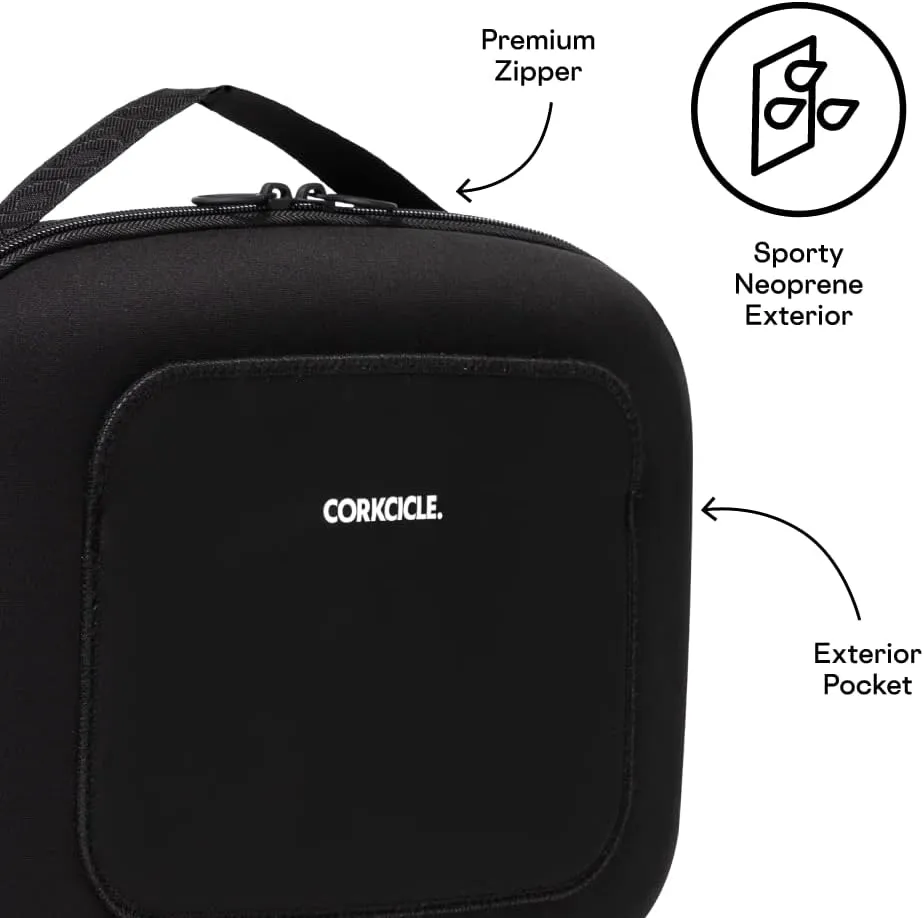 Corkcicle Lunchpod Insulated Lunch Bag, Black Neoprene, 11 x 8.75 x 4  Crush-Proof Lunch Box Holds 16 oz Food Container  Cooler Bag Has Handle for Easy Carrying, Exterior & Interior Pocket