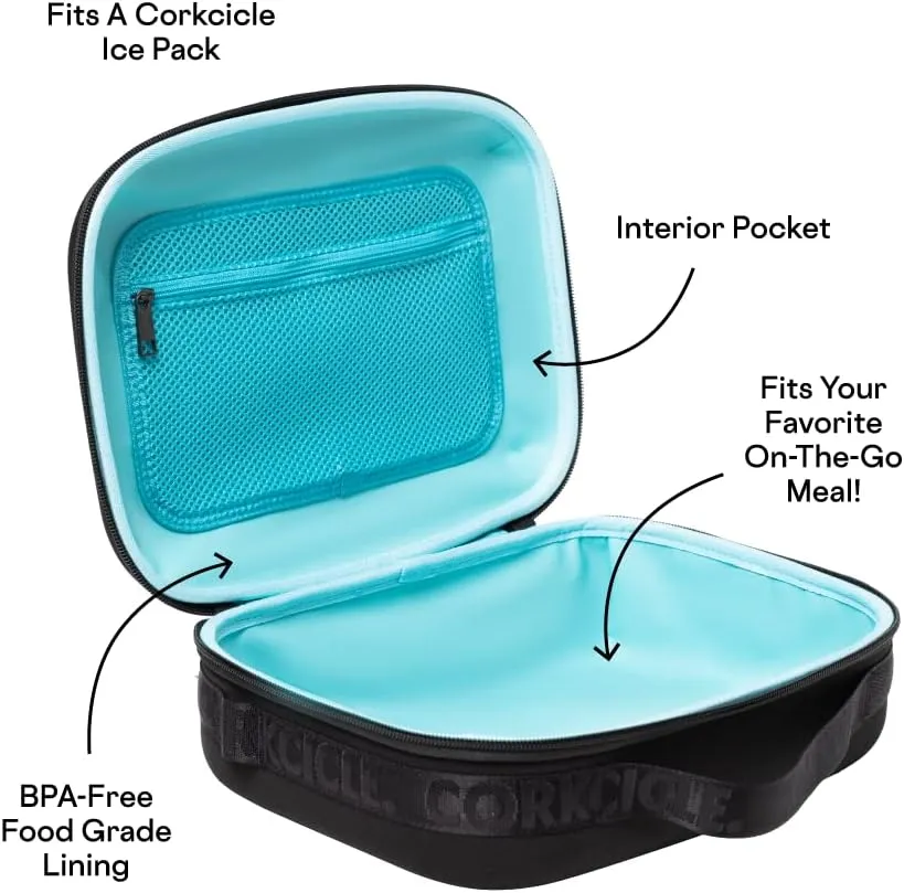 Corkcicle Lunchpod Insulated Lunch Bag, Black Neoprene, 11 x 8.75 x 4  Crush-Proof Lunch Box Holds 16 oz Food Container  Cooler Bag Has Handle for Easy Carrying, Exterior & Interior Pocket