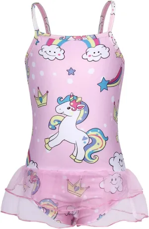 COTRIO Girls Swimsuit Mermaid Bathing Suit Toddler Kids Rainbow Unicorn Swimwear One-Piece Tankini Swimming Suits