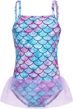 COTRIO Girls Swimsuit Mermaid Bathing Suit Toddler Kids Rainbow Unicorn Swimwear One-Piece Tankini Swimming Suits