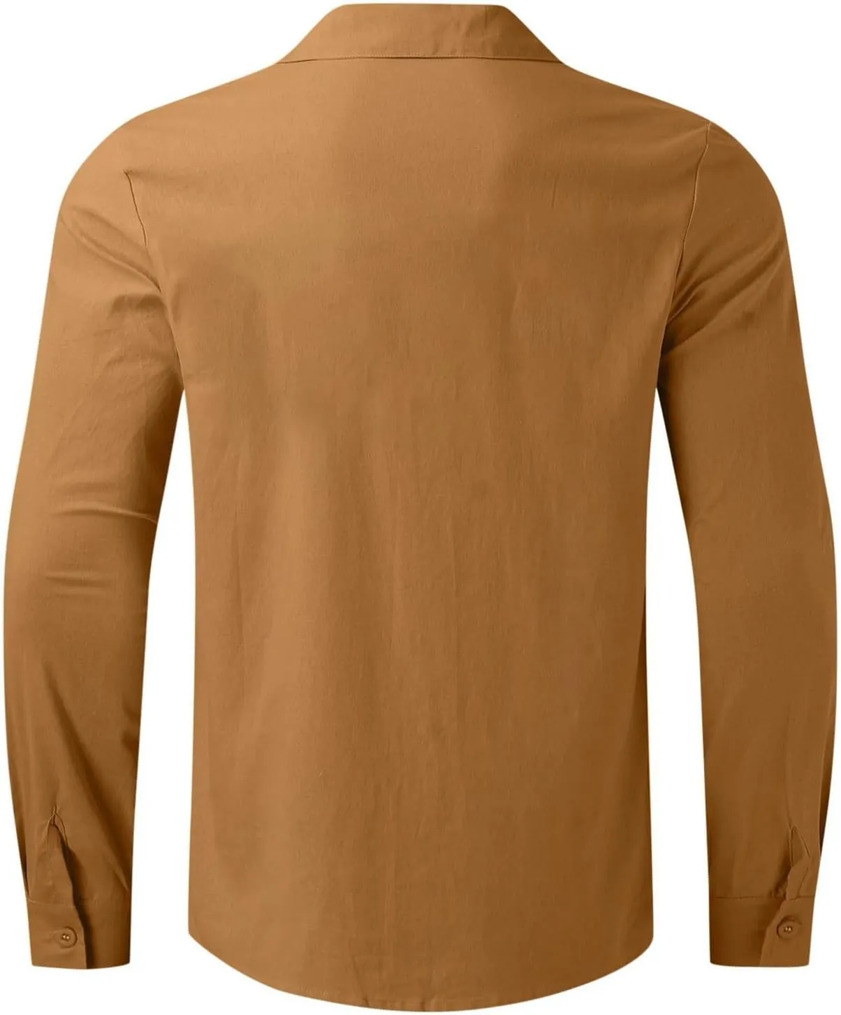 Cotton Linen Long Sleeve Button Down Shirts for Men Casual Solid Lapel Quick Dry Regular Fit Lightweight Breathable Tops