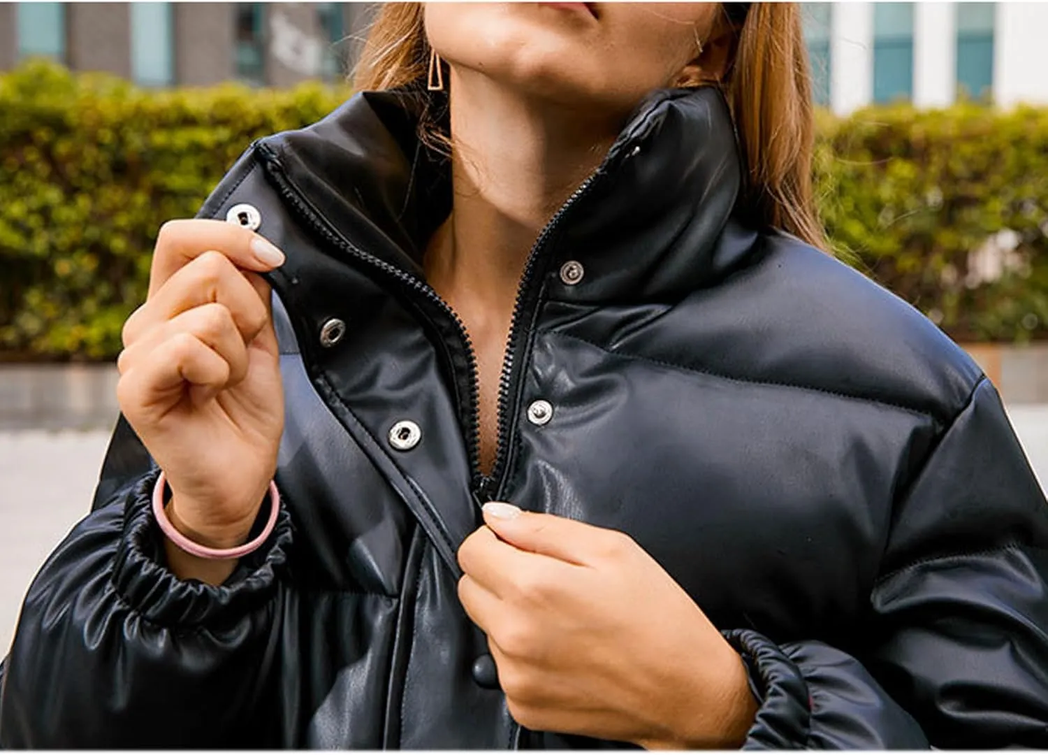 Cotton PU leather jacket jacket women short section warmth