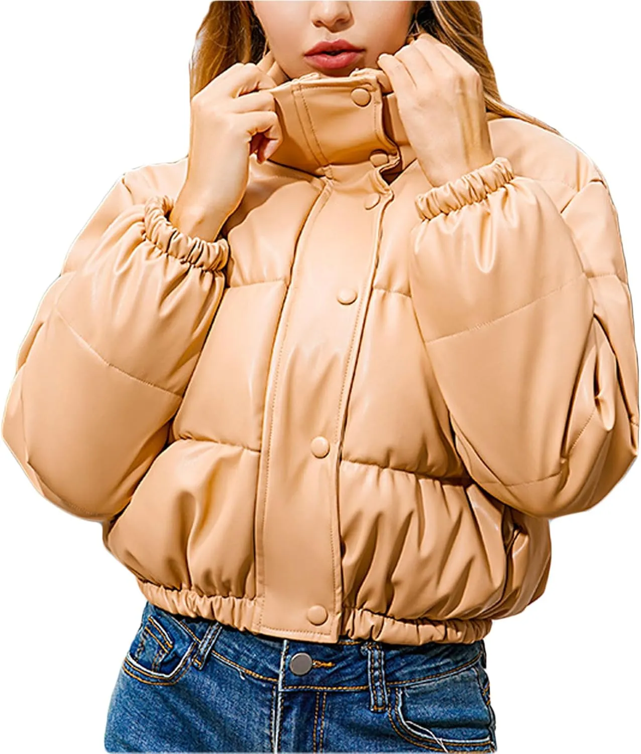 Cotton PU leather jacket jacket women short section warmth