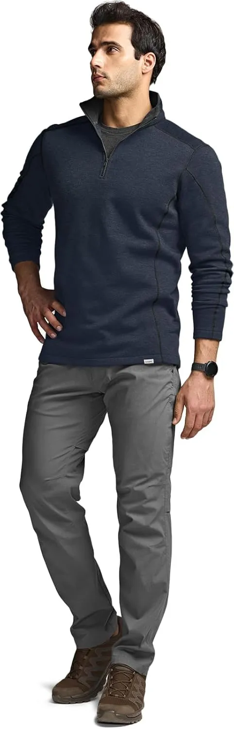 CQR Men's Thermal Fleece Quarter Zip Sweater, Outdoor Lightweight Long Sleeve Pullover, Casual Mock Neck Polo Sweaters