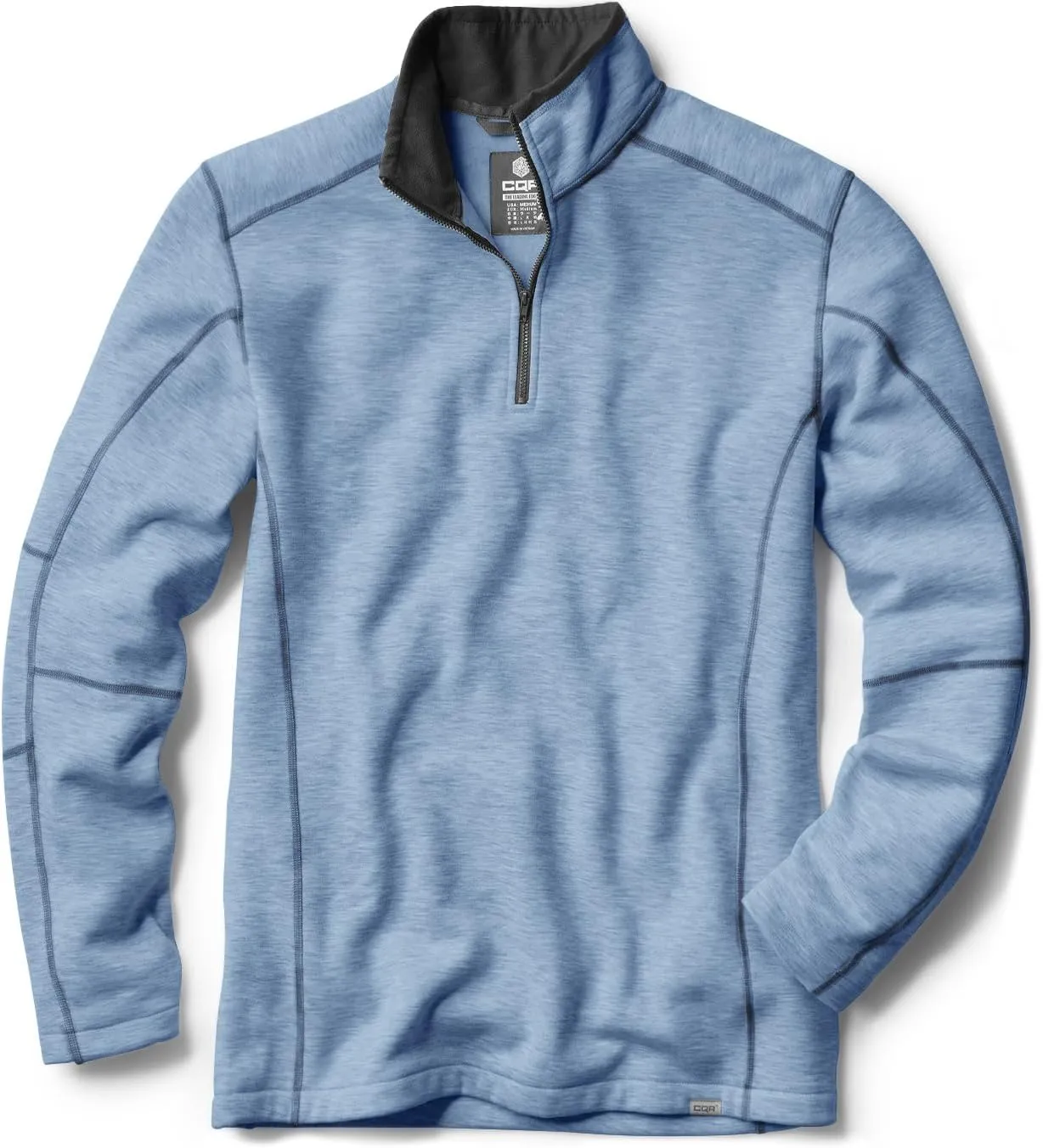 CQR Men's Thermal Fleece Quarter Zip Sweater, Outdoor Lightweight Long Sleeve Pullover, Casual Mock Neck Polo Sweaters