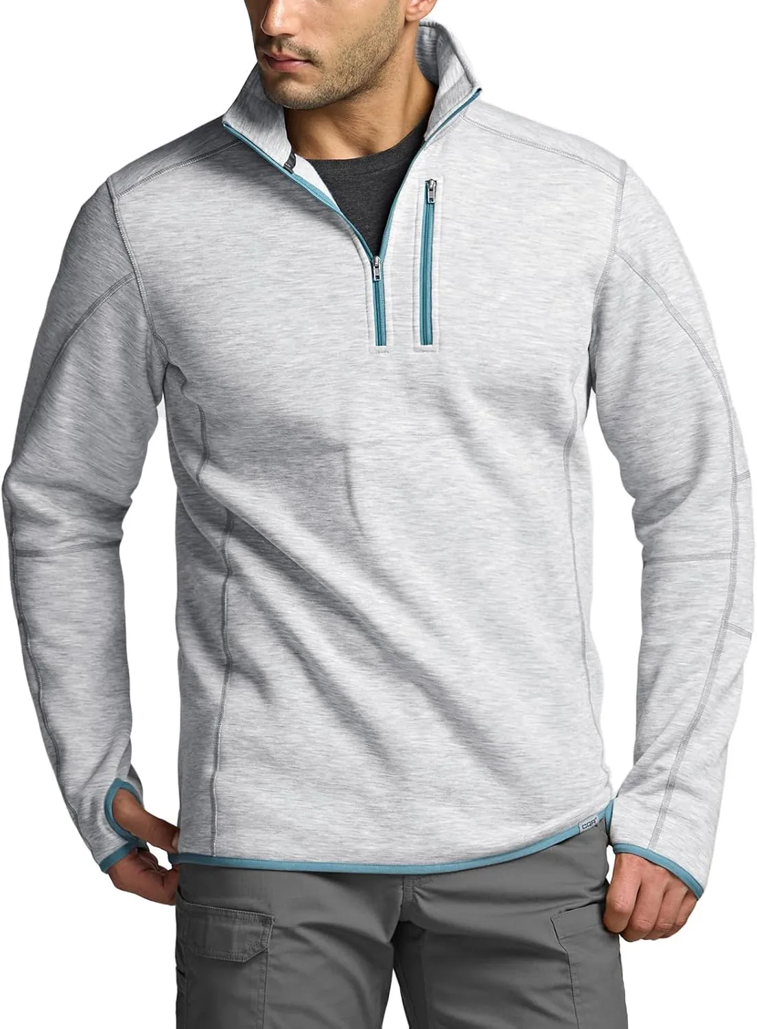 CQR Men's Thermal Fleece Quarter Zip Sweater, Outdoor Lightweight Long Sleeve Pullover, Casual Mock Neck Polo Sweaters