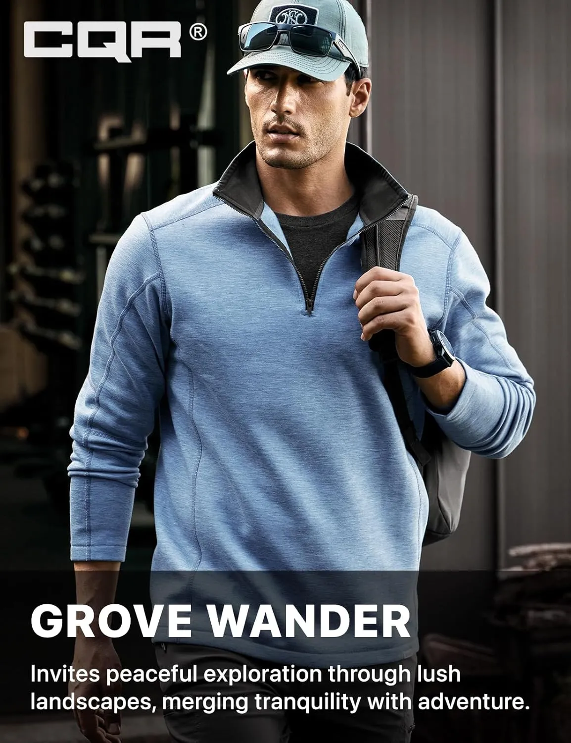 CQR Men's Thermal Fleece Quarter Zip Sweater, Outdoor Lightweight Long Sleeve Pullover, Casual Mock Neck Polo Sweaters