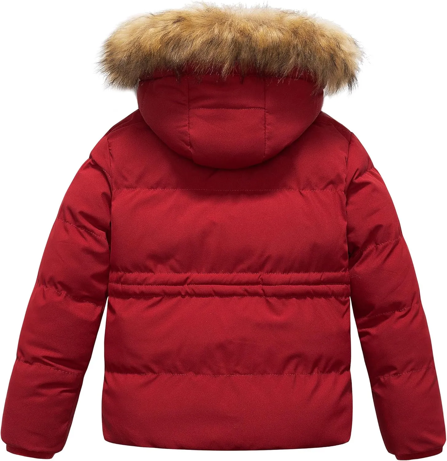 CREATMO US Girl's Kids Metallic Shiny Jacket with Detachable Fur Collar Warmth Winter Outerwear