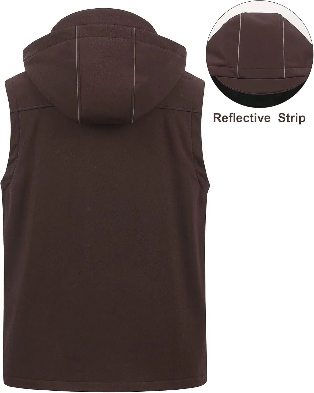CREATMO US Men's Casual Lightweight Warm Thin Outerwear Vest Windbreaker Sleeveless Jacket With Removable Hood