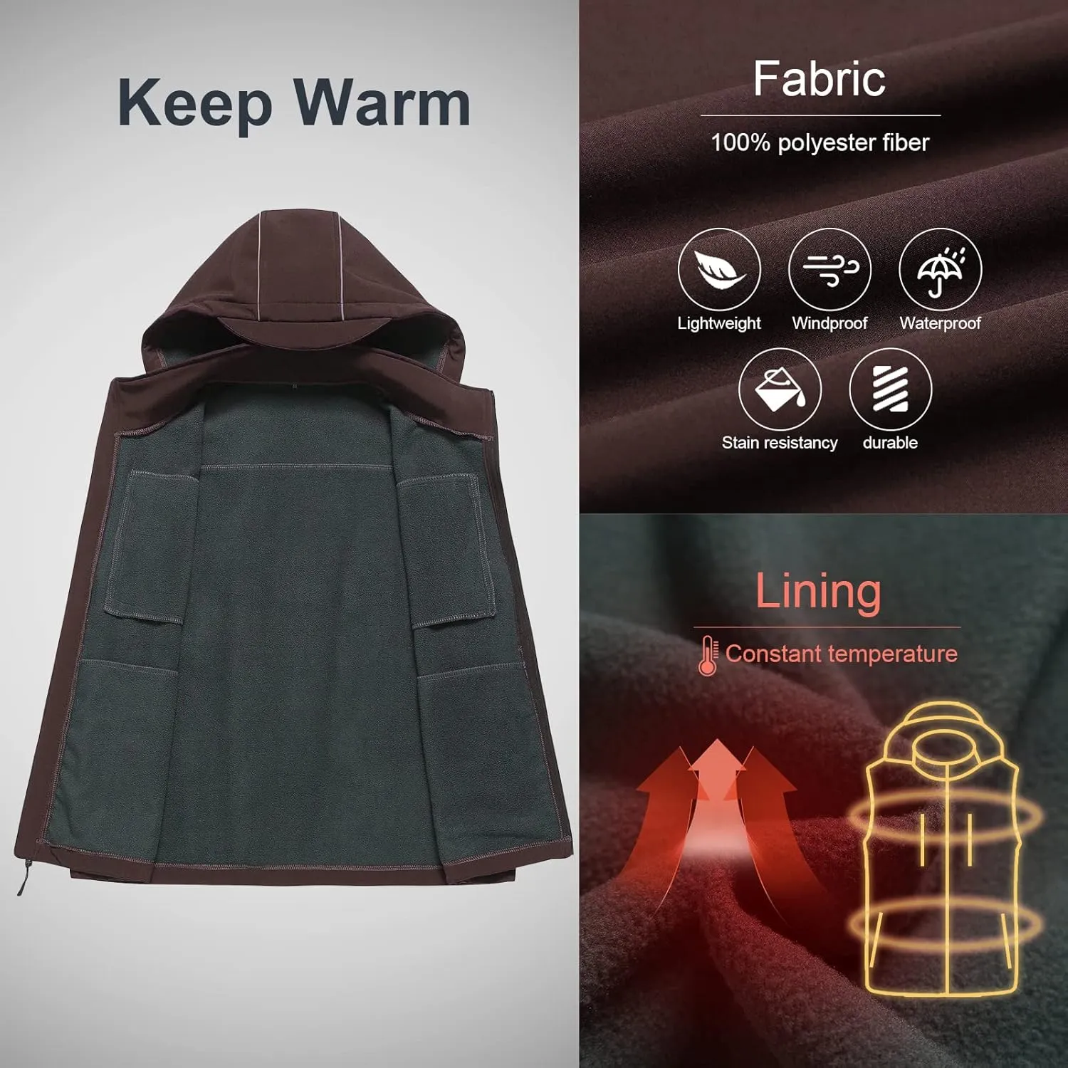 CREATMO US Men's Casual Lightweight Warm Thin Outerwear Vest Windbreaker Sleeveless Jacket With Removable Hood