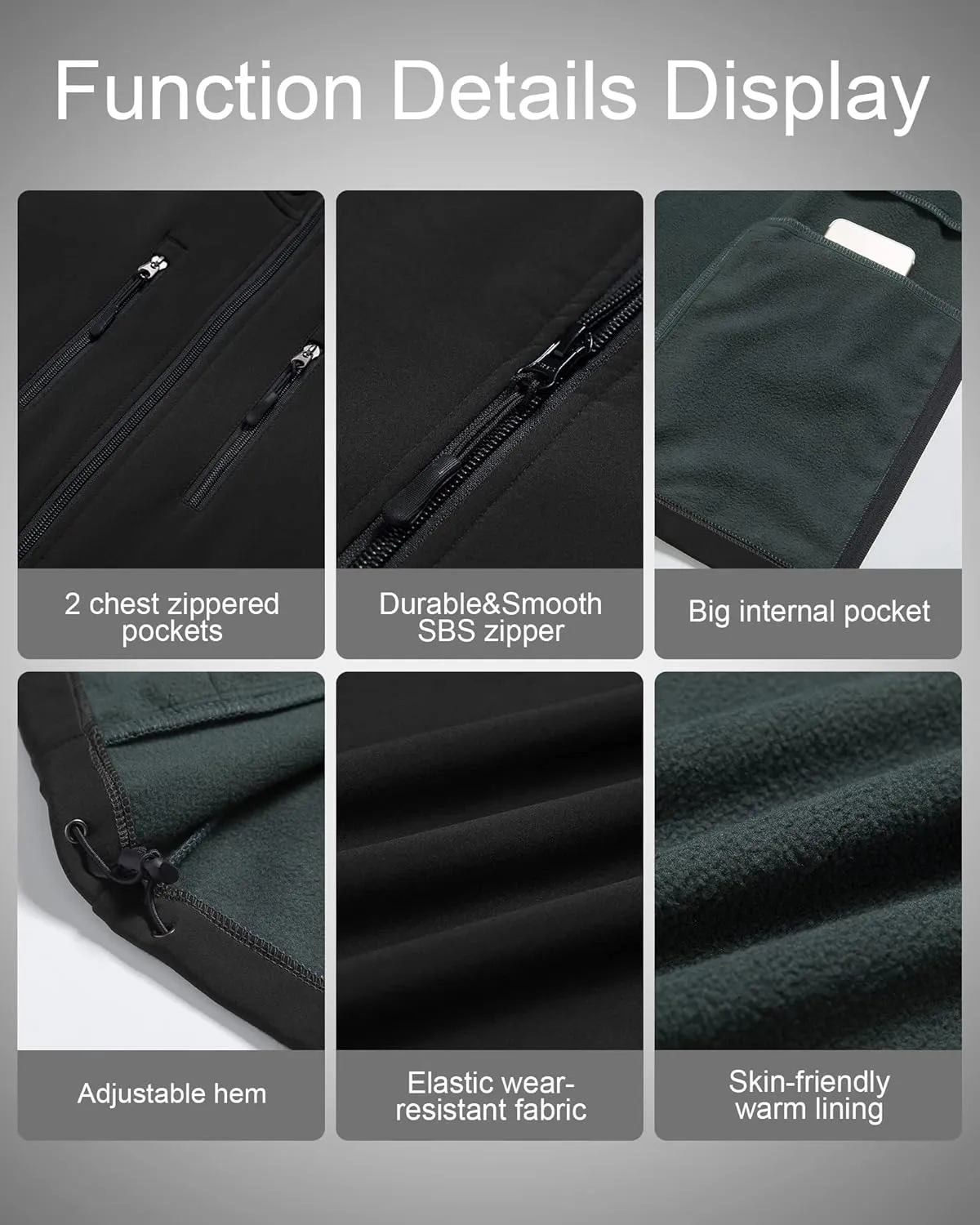 CREATMO US Men's Casual Lightweight Warm Thin Outerwear Vest Windbreaker Sleeveless Jacket With Removable Hood