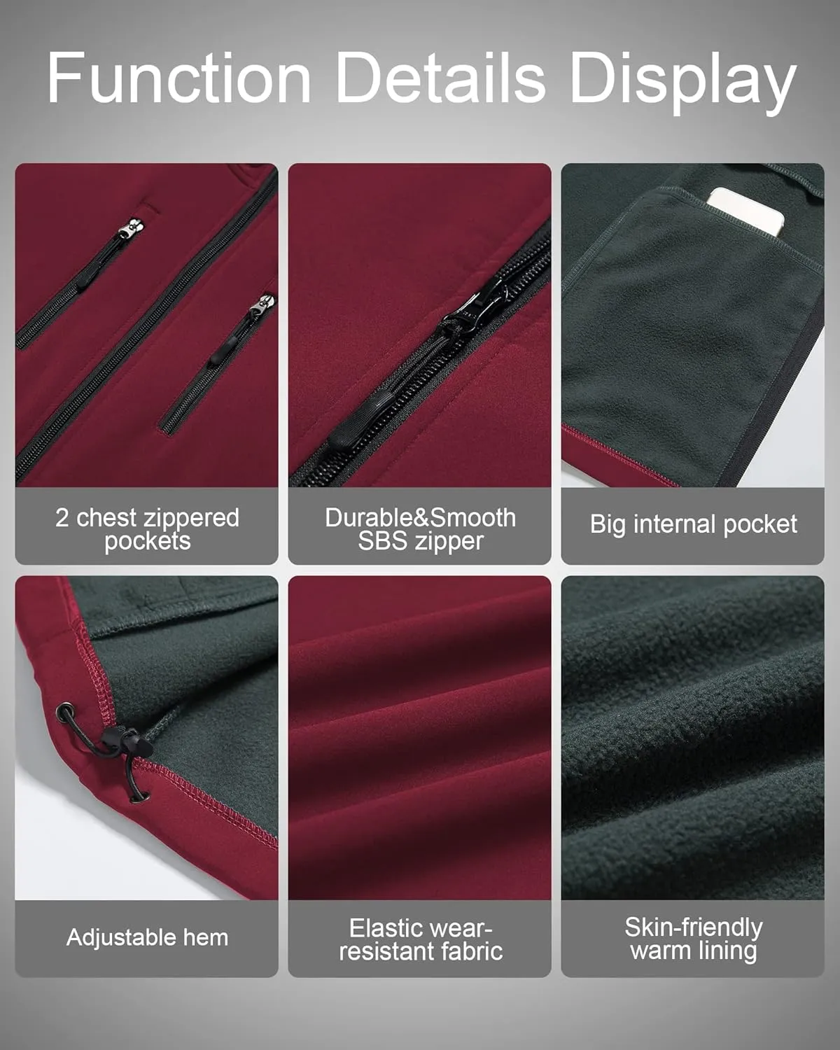 CREATMO US Men's Casual Lightweight Warm Thin Outerwear Vest Windbreaker Sleeveless Jacket With Removable Hood