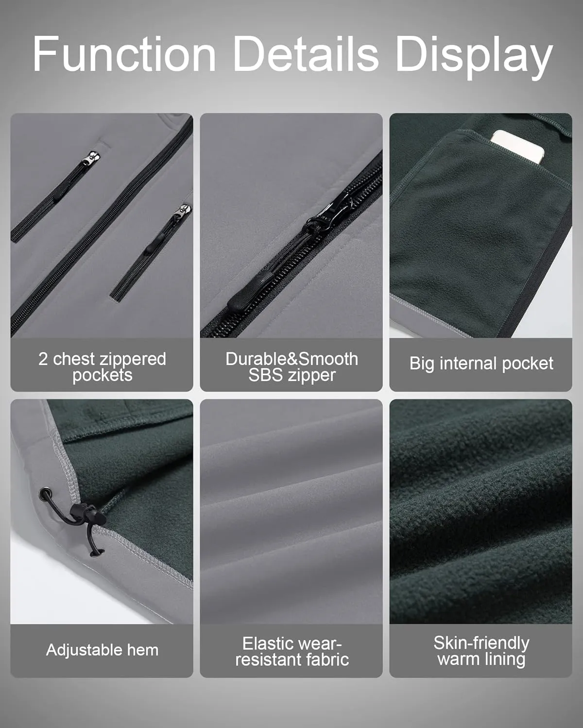 CREATMO US Men's Casual Lightweight Warm Thin Outerwear Vest Windbreaker Sleeveless Jacket With Removable Hood