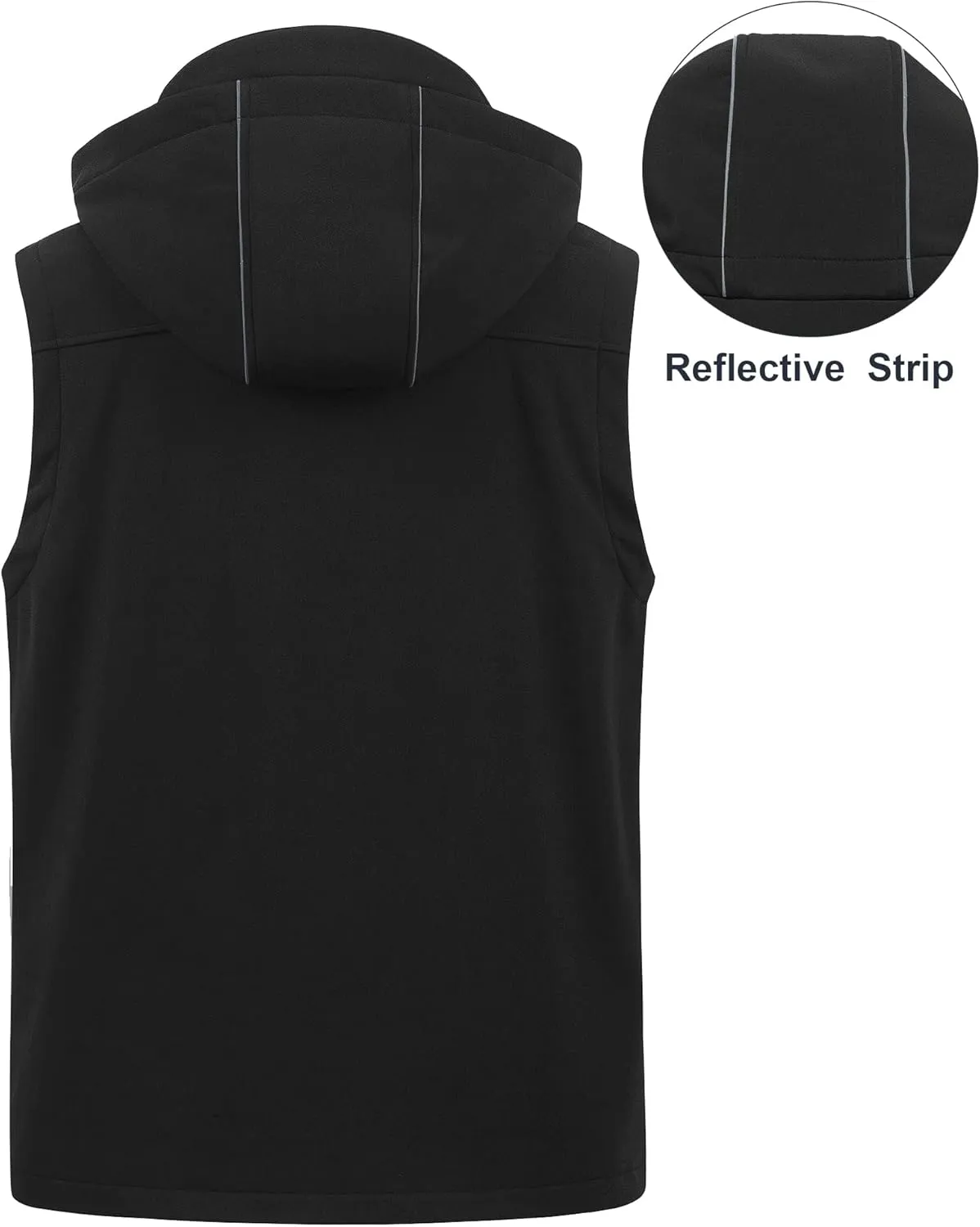 CREATMO US Men's Casual Lightweight Warm Thin Outerwear Vest Windbreaker Sleeveless Jacket With Removable Hood