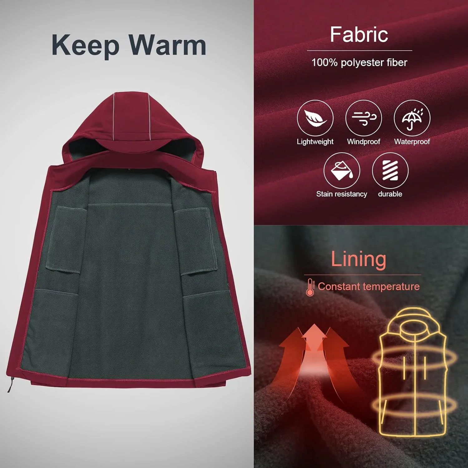 CREATMO US Men's Casual Lightweight Warm Thin Outerwear Vest Windbreaker Sleeveless Jacket With Removable Hood