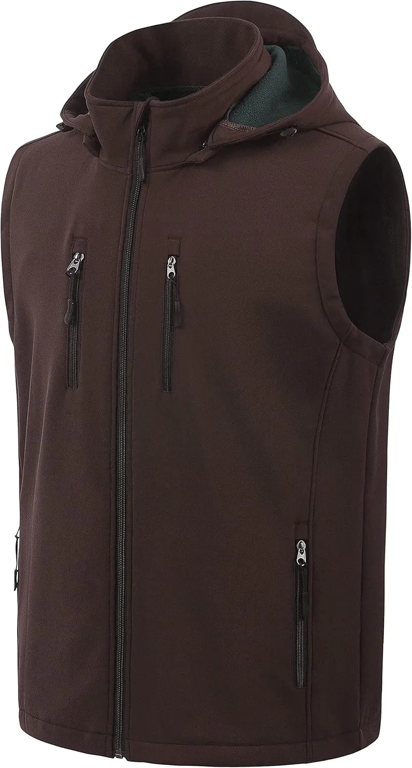 CREATMO US Men's Casual Lightweight Warm Thin Outerwear Vest Windbreaker Sleeveless Jacket With Removable Hood