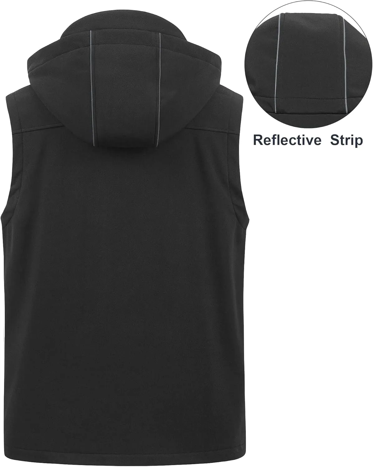 CREATMO US Men's Casual Lightweight Warm Thin Outerwear Vest Windbreaker Sleeveless Jacket With Removable Hood