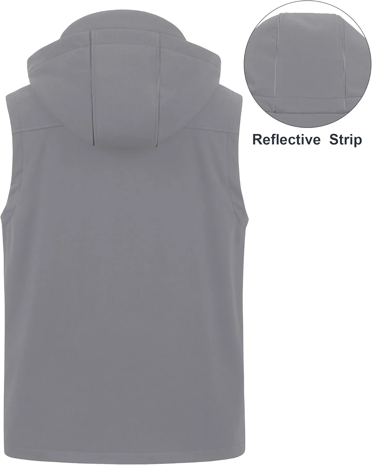 CREATMO US Men's Casual Lightweight Warm Thin Outerwear Vest Windbreaker Sleeveless Jacket With Removable Hood