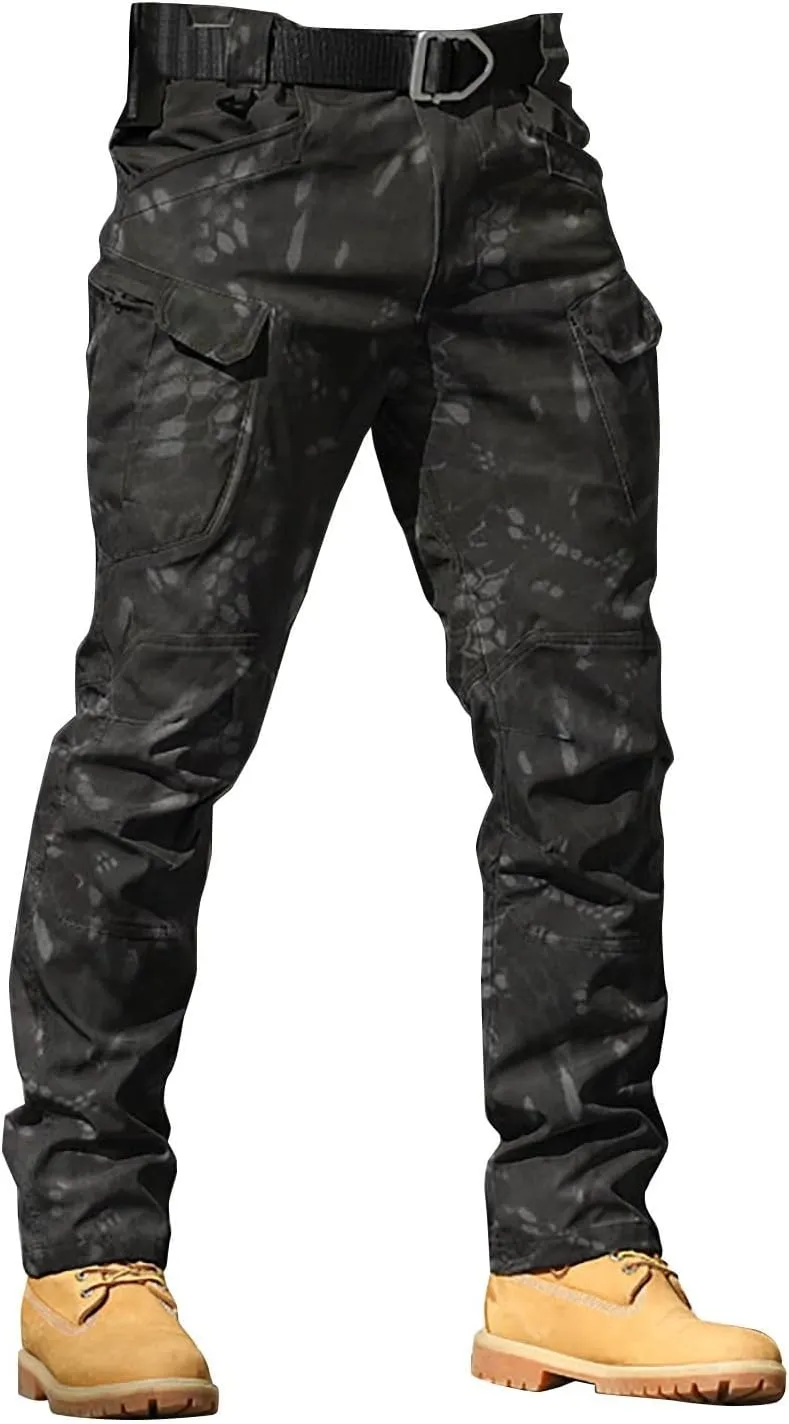 CRNTCEM Mens Camo Cargo Pants Straight Leg Army Combat Military Trousers Cotton Tactical Work Hunting Camouflage Pants