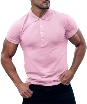 CRNTCEM Mens Tactical Polo Tshirt Stretchy Gym Fitness Muscle Shirts Slim Fit Military Workout Tees Casual Button Up T-Shirts