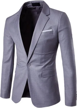 CRNTCEM Mens Tuxedo Formal Blazer Slim Fit Casual Sports One Button Blazer Jacket Lightweight Business Work Dress Coats