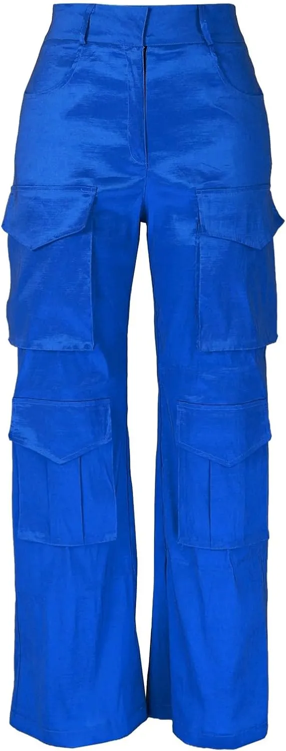 CRNTCEM Straight Leg Cargo Pants for Women Wide Leg Y2K Pants Vintage Streetwear Hip Hop Trousers with Multi Pockets