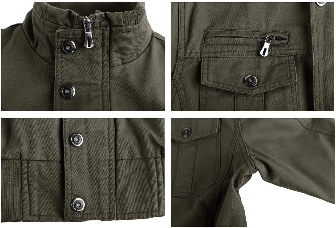 CRYSULLY Men's Spring Fall Casual Windbreaker Jacket Cargo Stand Collar Military Bomber Jackets Coat