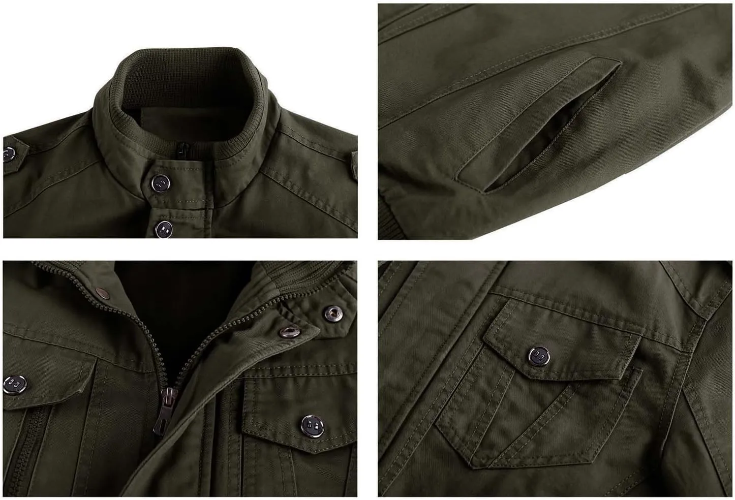CRYSULLY Men's Spring Fall Casual Windbreaker Jacket Cargo Stand Collar Military Bomber Jackets Coat