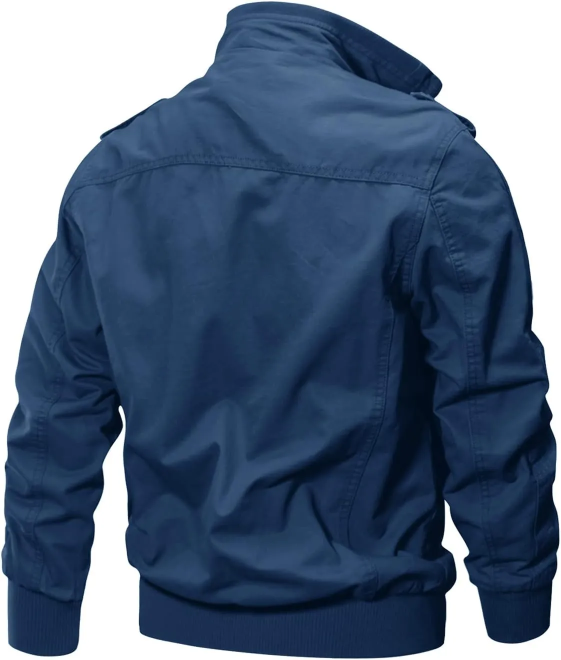 CRYSULLY Men's Spring Fall Casual Windbreaker Jacket Cargo Stand Collar Military Bomber Jackets Coat
