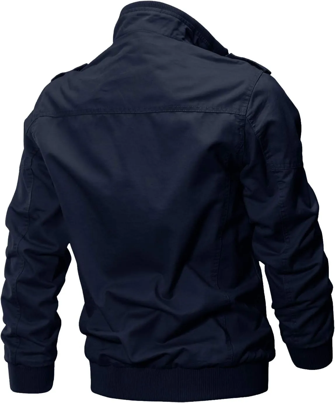 CRYSULLY Men's Spring Fall Casual Windbreaker Jacket Cargo Stand Collar Military Bomber Jackets Coat