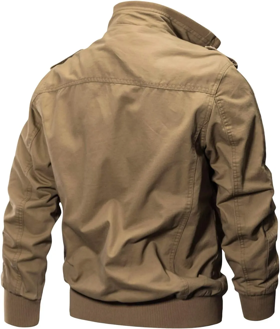CRYSULLY Men's Spring Fall Casual Windbreaker Jacket Cargo Stand Collar Military Bomber Jackets Coat