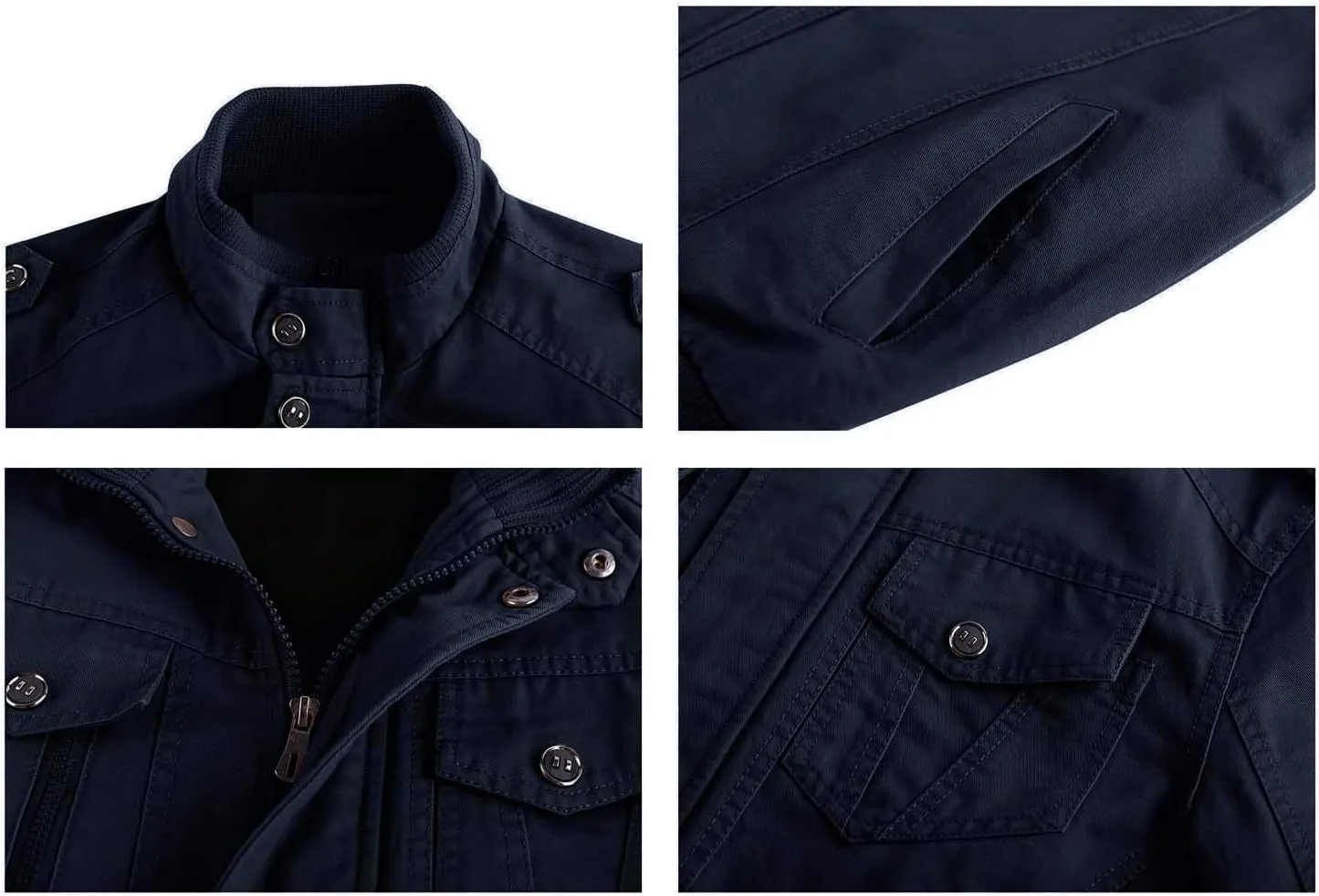 CRYSULLY Men's Spring Fall Casual Windbreaker Jacket Cargo Stand Collar Military Bomber Jackets Coat