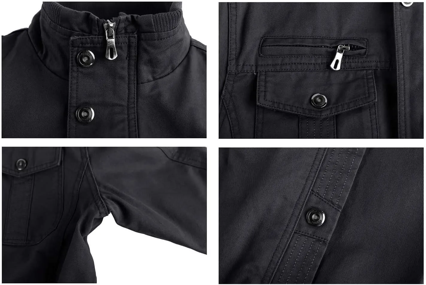 CRYSULLY Men's Spring Fall Casual Windbreaker Jacket Cargo Stand Collar Military Bomber Jackets Coat