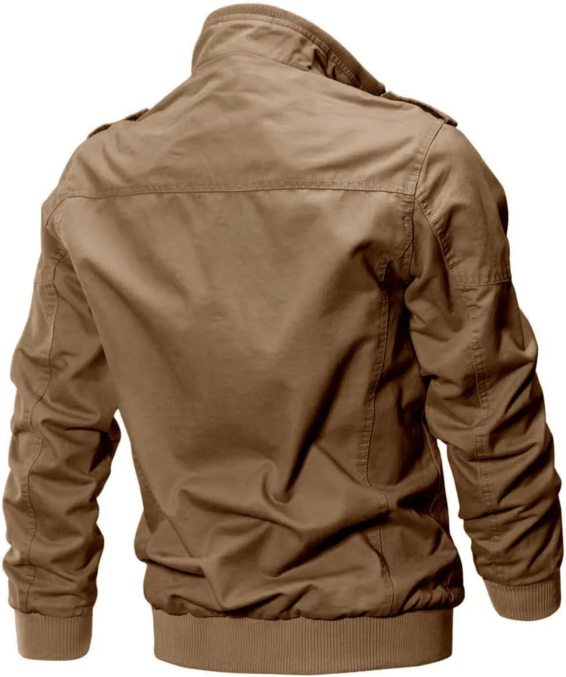 CRYSULLY Men's Spring Fall Casual Windbreaker Jacket Cargo Stand Collar Military Bomber Jackets Coat