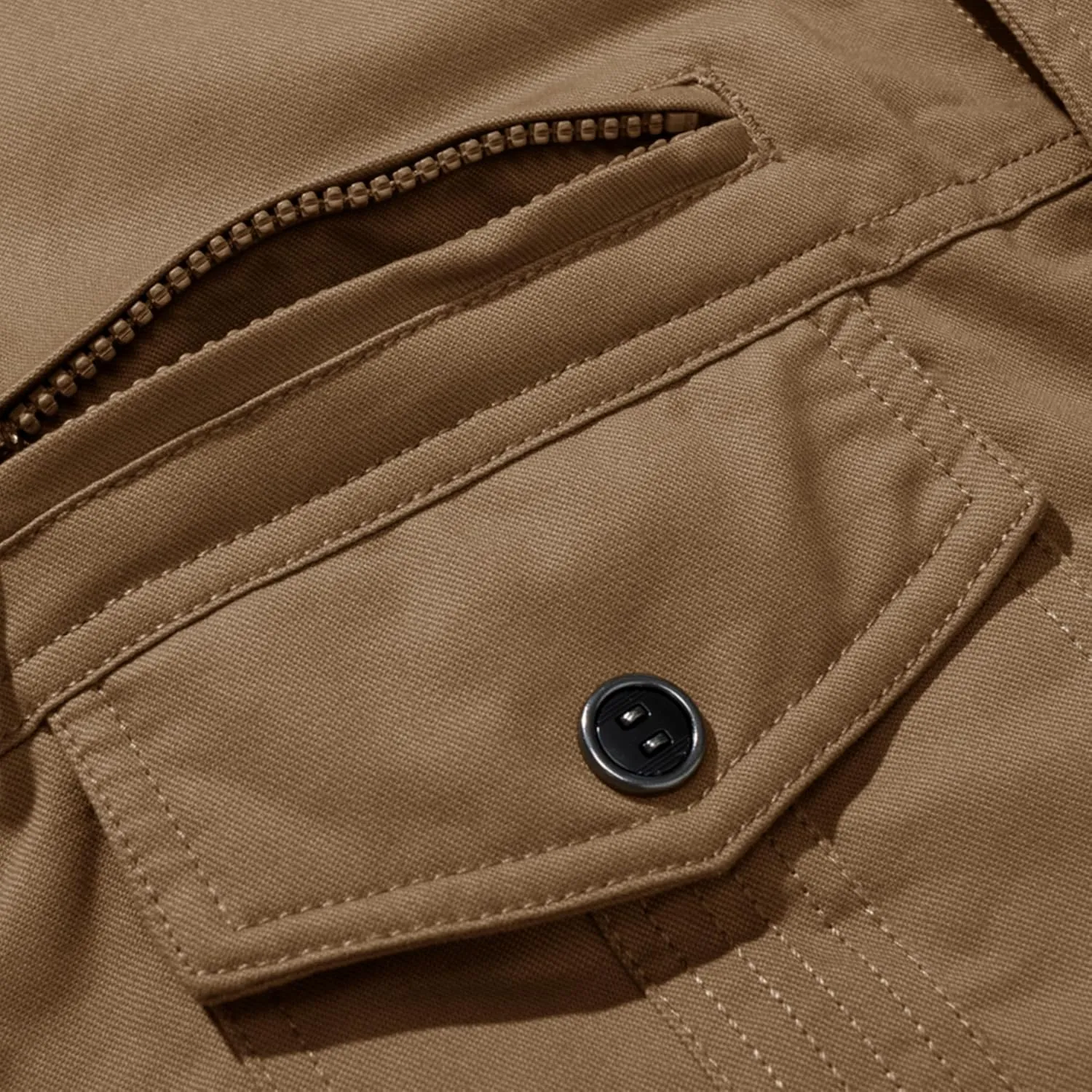 CRYSULLY Men's Winter Casual Thicken Multi Pocket Field Jacket Outwear Fleece Cargo Jackets Coat