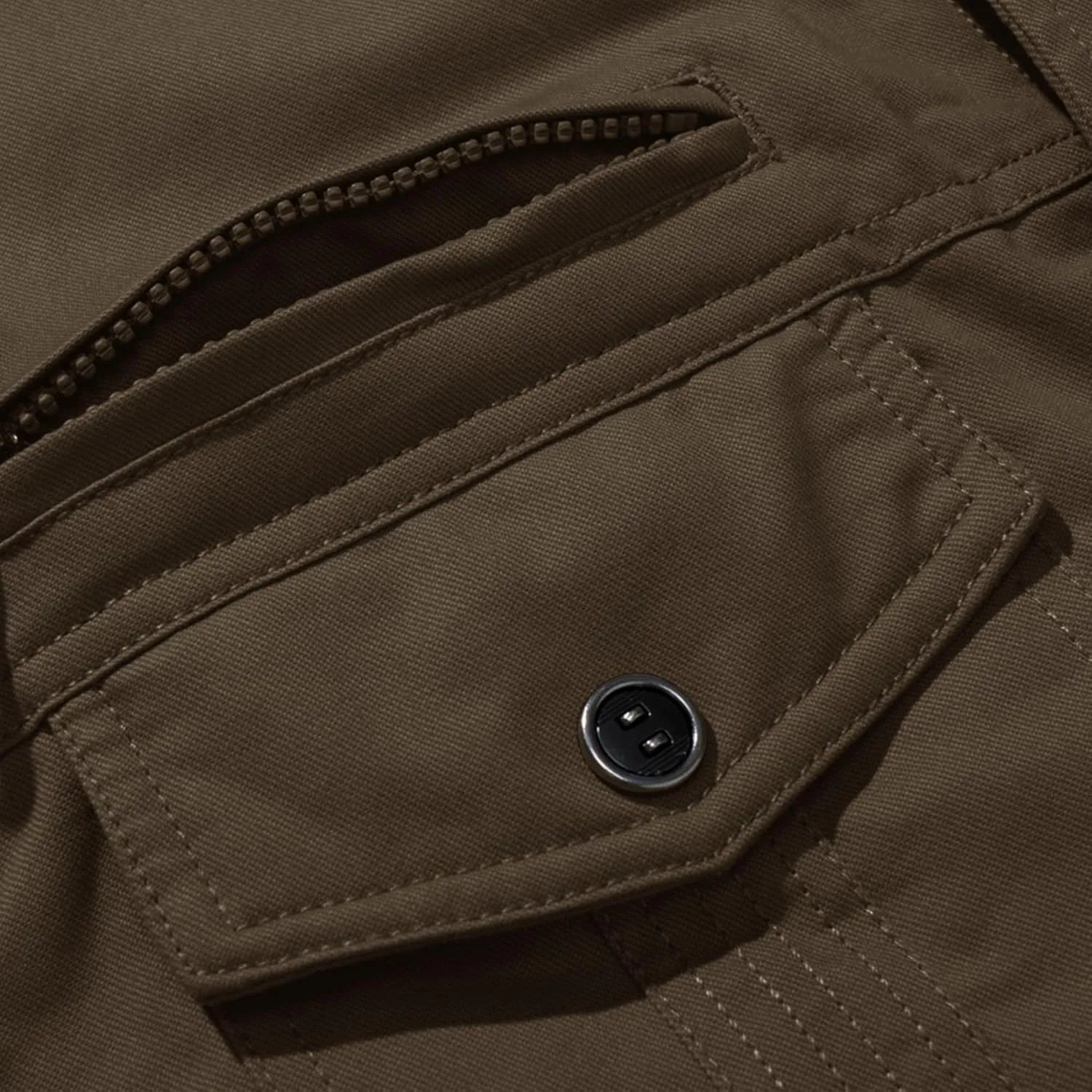 CRYSULLY Men's Winter Casual Thicken Multi Pocket Field Jacket Outwear Fleece Cargo Jackets Coat
