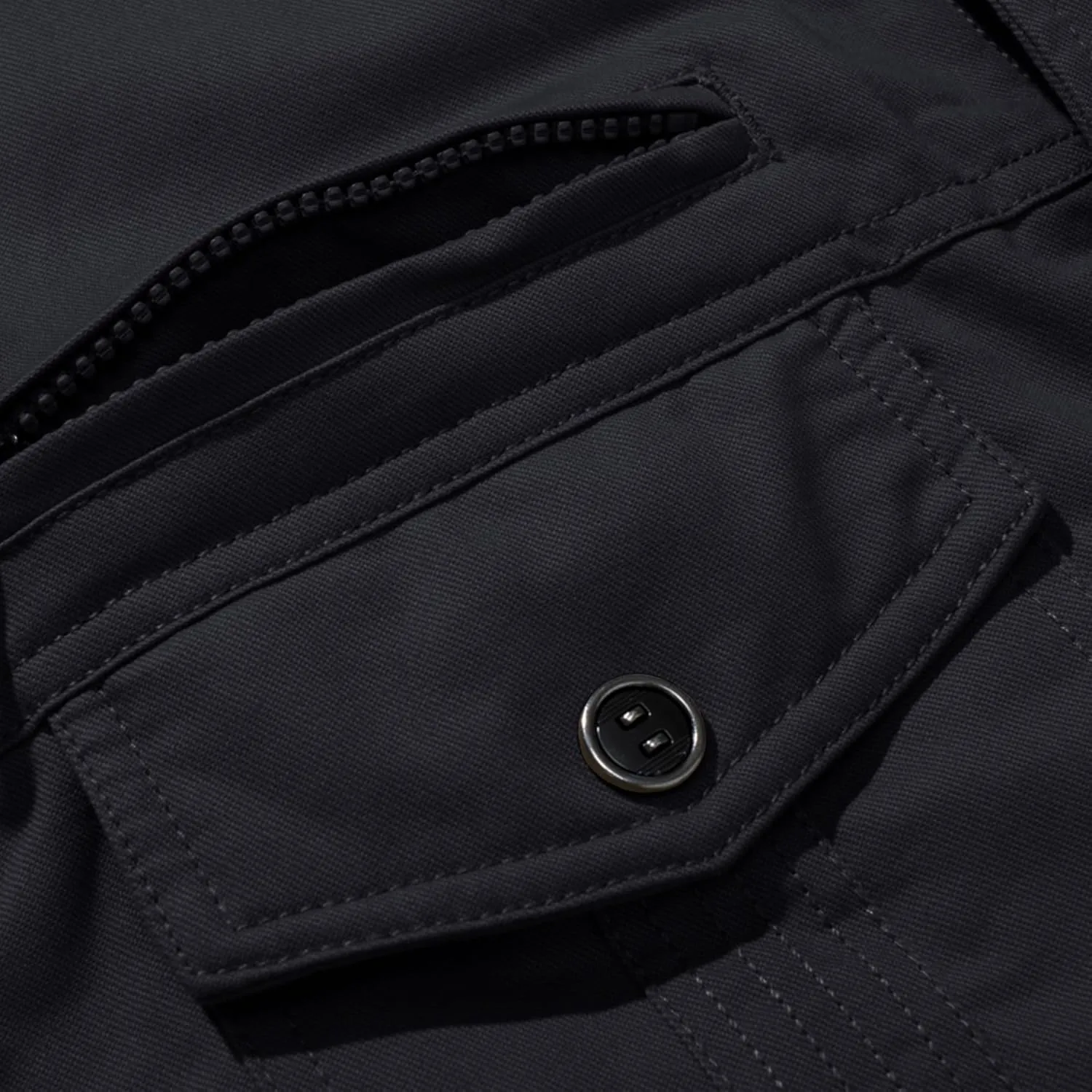 CRYSULLY Men's Winter Casual Thicken Multi Pocket Field Jacket Outwear Fleece Cargo Jackets Coat