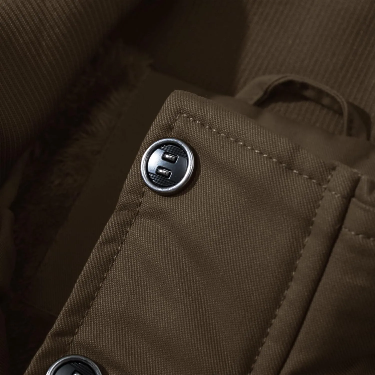 CRYSULLY Men's Winter Casual Thicken Multi Pocket Field Jacket Outwear Fleece Cargo Jackets Coat