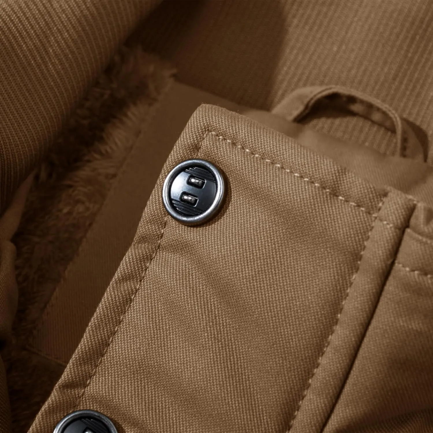 CRYSULLY Men's Winter Casual Thicken Multi Pocket Field Jacket Outwear Fleece Cargo Jackets Coat