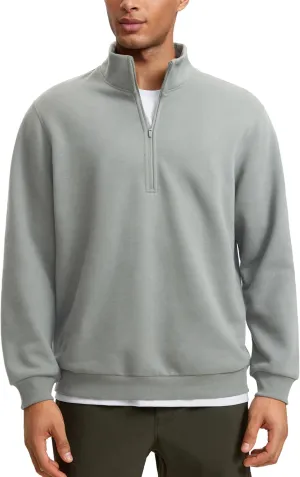 CRZ YOGA Fleece Lined Half Zip Sweatshirts for Men Mock Neck Pullover Sweat Shirts Casual Workout Daily Sweaters