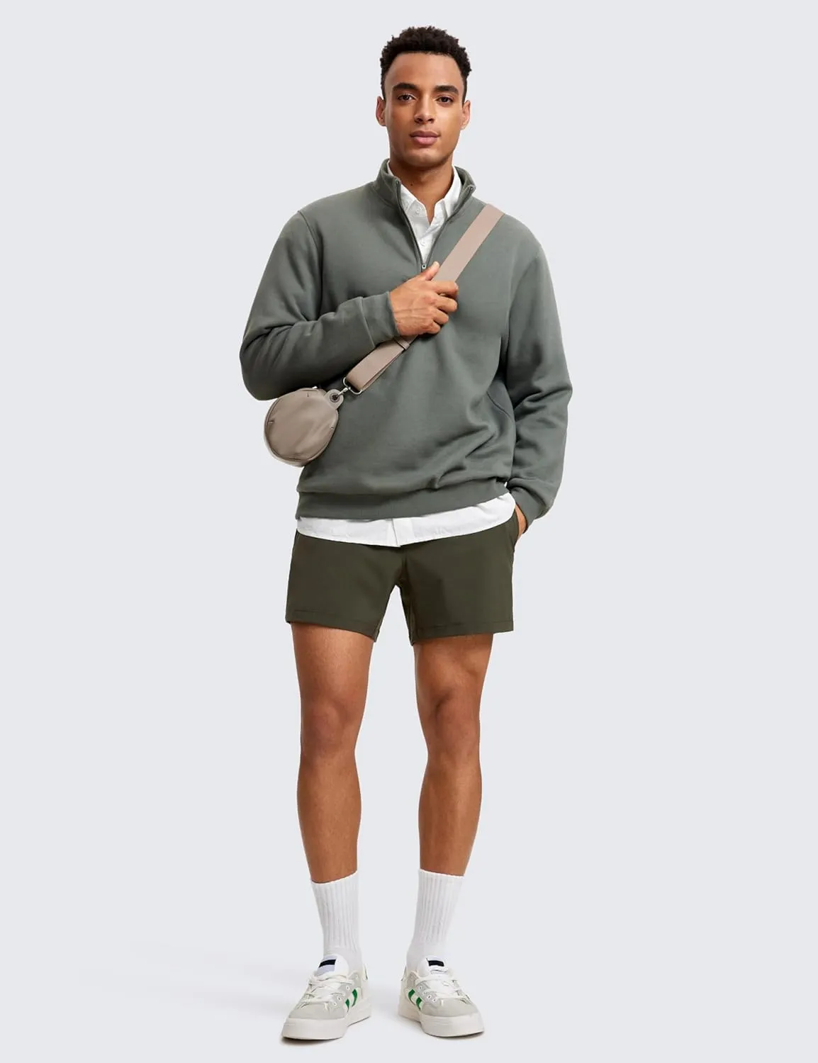 CRZ YOGA Fleece Lined Half Zip Sweatshirts for Men Mock Neck Pullover Sweat Shirts Casual Workout Daily Sweaters