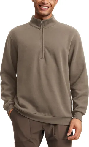 CRZ YOGA Fleece Lined Half Zip Sweatshirts for Men Mock Neck Pullover Sweat Shirts Casual Workout Daily Sweaters
