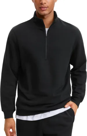 CRZ YOGA Fleece Lined Half Zip Sweatshirts for Men Mock Neck Pullover Sweat Shirts Casual Workout Daily Sweaters