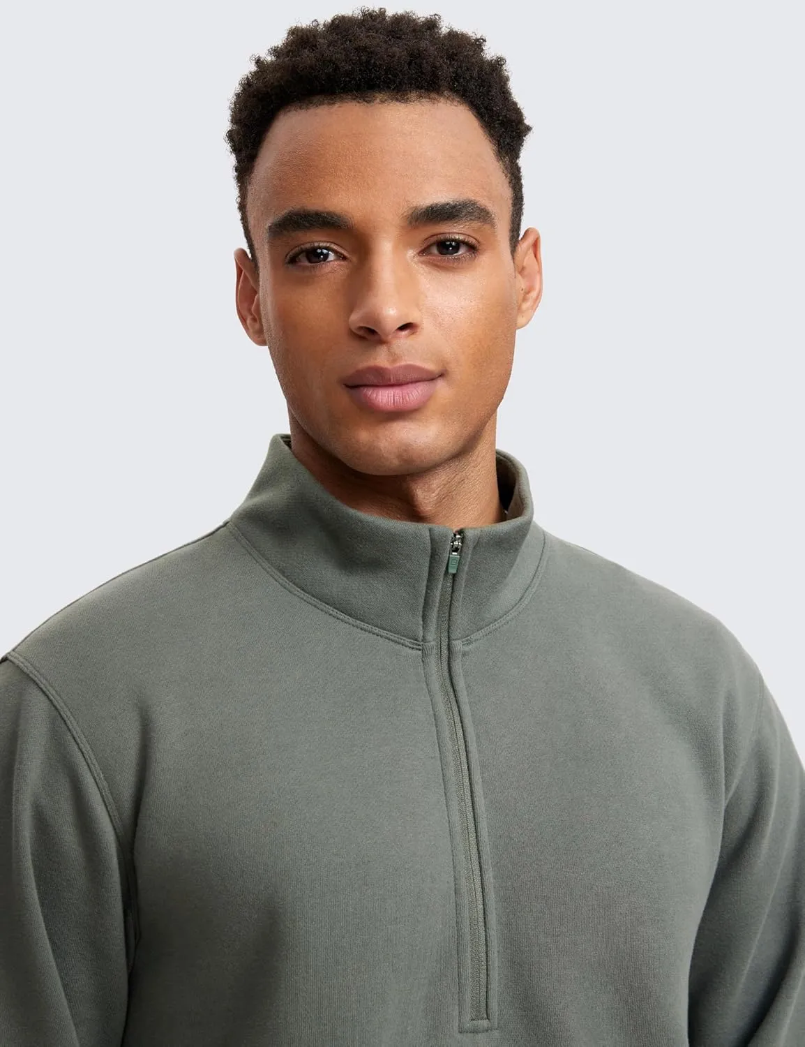 CRZ YOGA Fleece Lined Half Zip Sweatshirts for Men Mock Neck Pullover Sweat Shirts Casual Workout Daily Sweaters