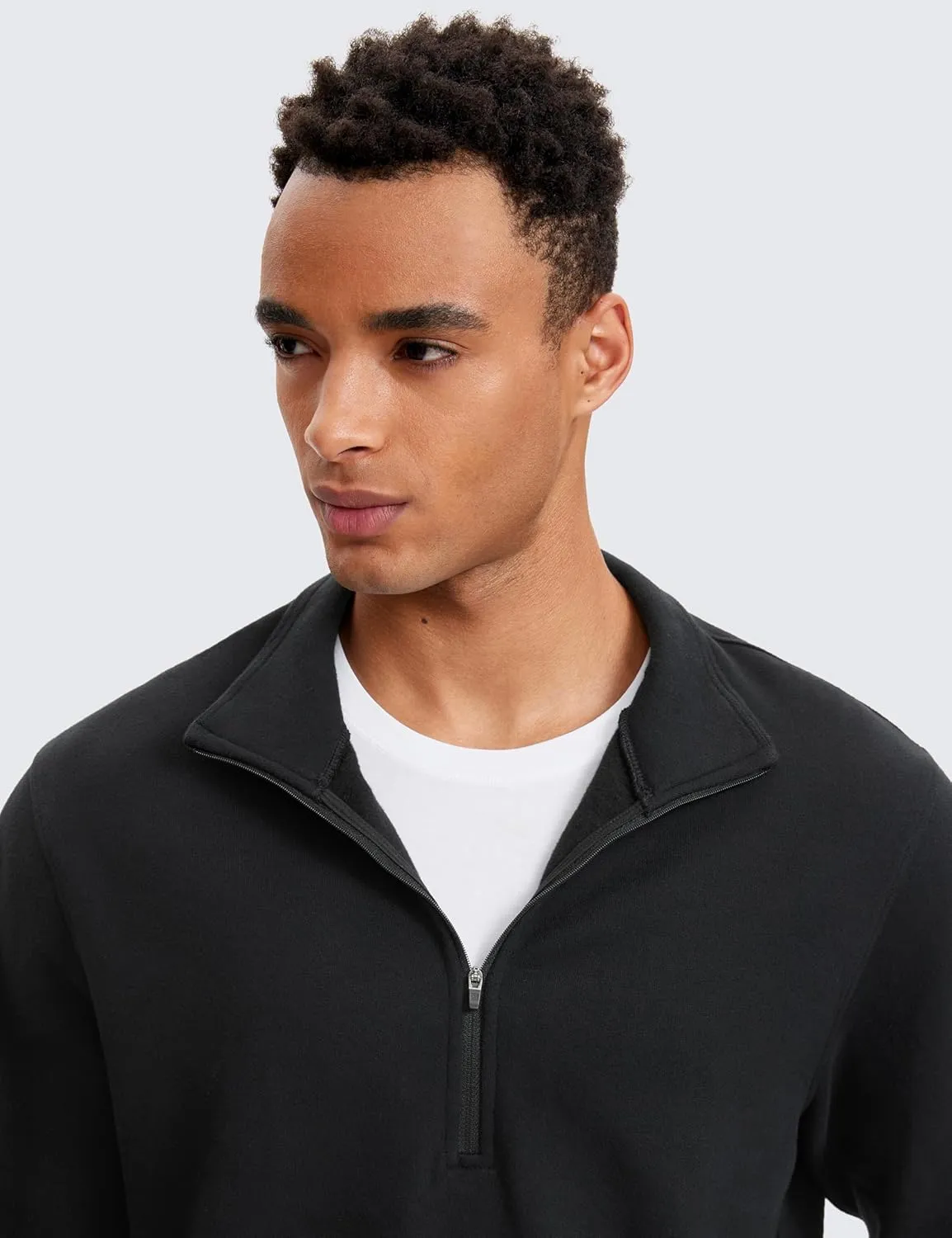 CRZ YOGA Fleece Lined Half Zip Sweatshirts for Men Mock Neck Pullover Sweat Shirts Casual Workout Daily Sweaters