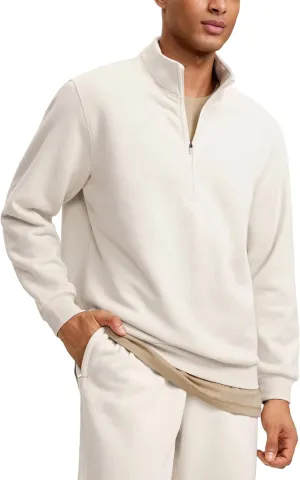 CRZ YOGA Fleece Lined Half Zip Sweatshirts for Men Mock Neck Pullover Sweat Shirts Casual Workout Daily Sweaters