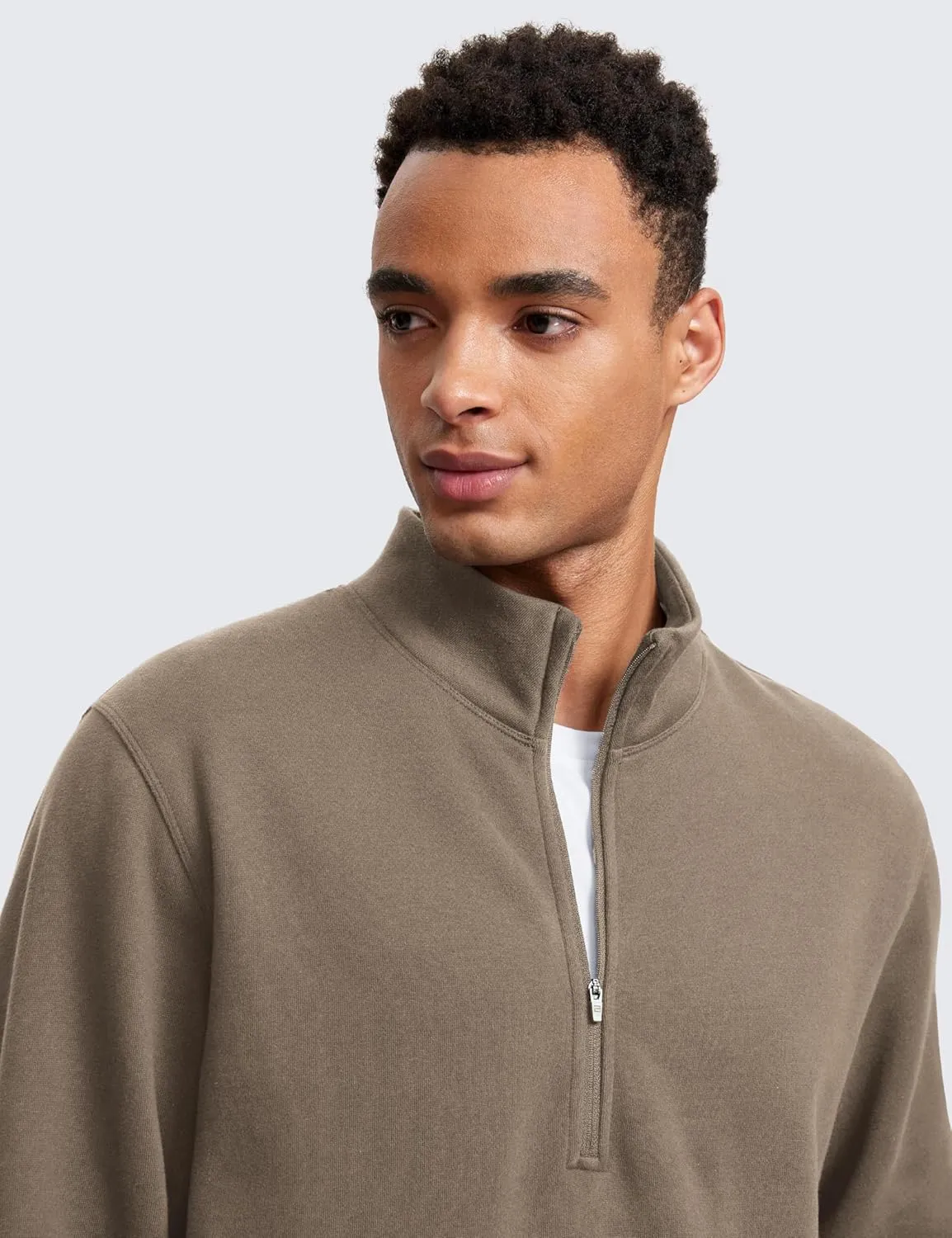 CRZ YOGA Fleece Lined Half Zip Sweatshirts for Men Mock Neck Pullover Sweat Shirts Casual Workout Daily Sweaters