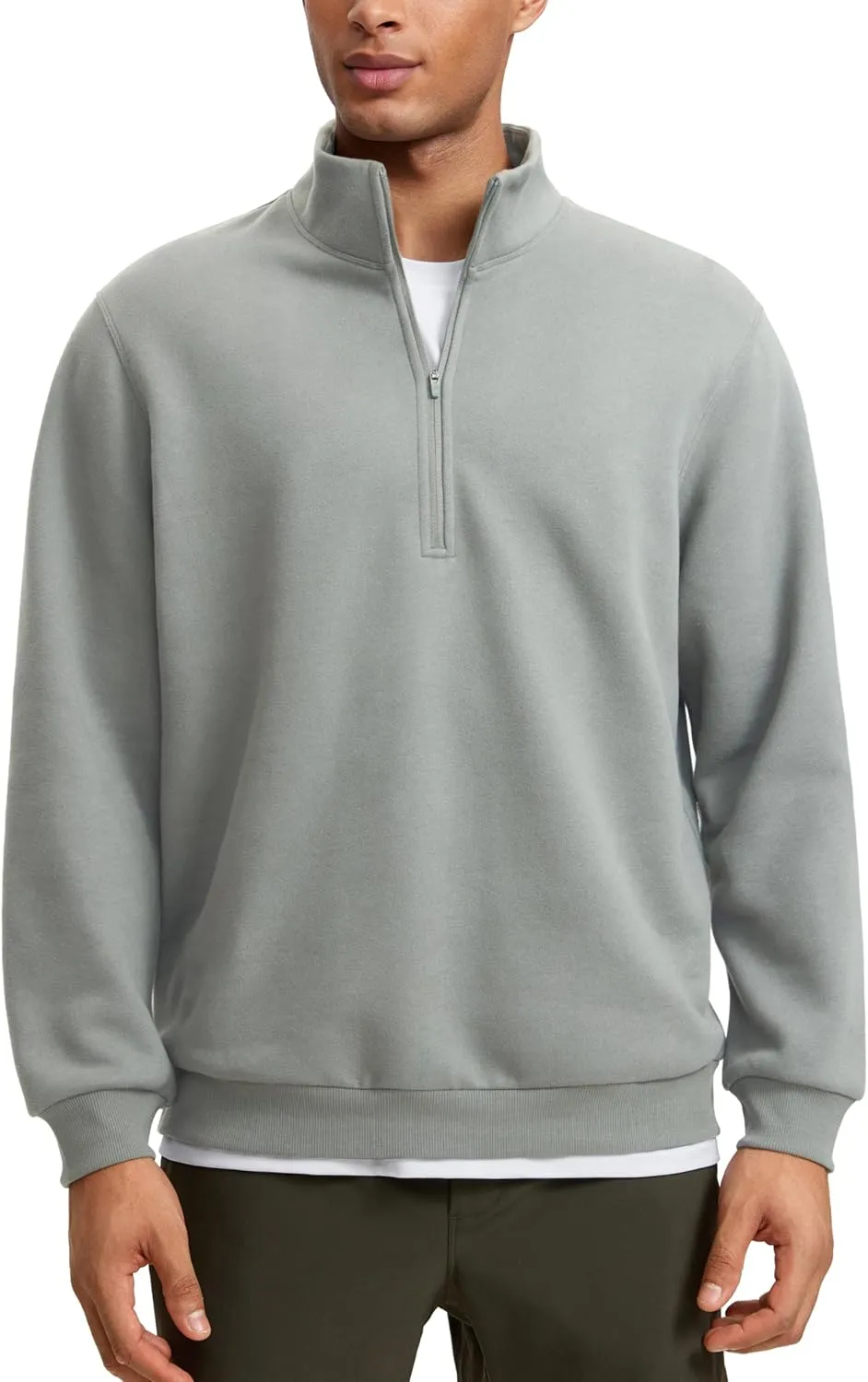 CRZ YOGA Fleece Lined Half Zip Sweatshirts for Men Mock Neck Pullover Sweat Shirts Casual Workout Daily Sweaters