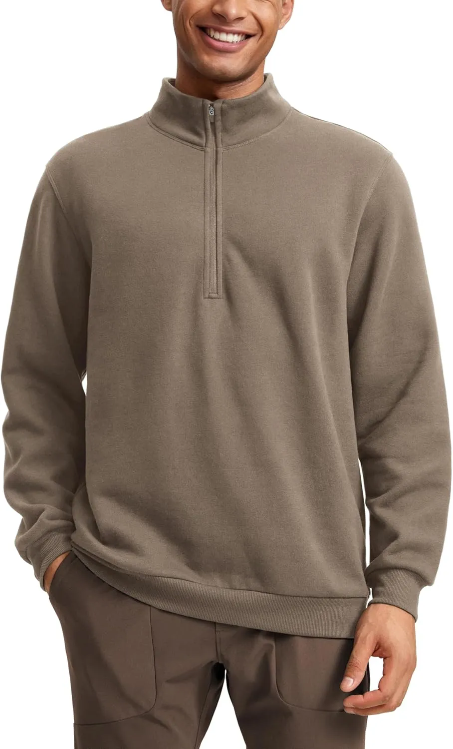 CRZ YOGA Fleece Lined Half Zip Sweatshirts for Men Mock Neck Pullover Sweat Shirts Casual Workout Daily Sweaters