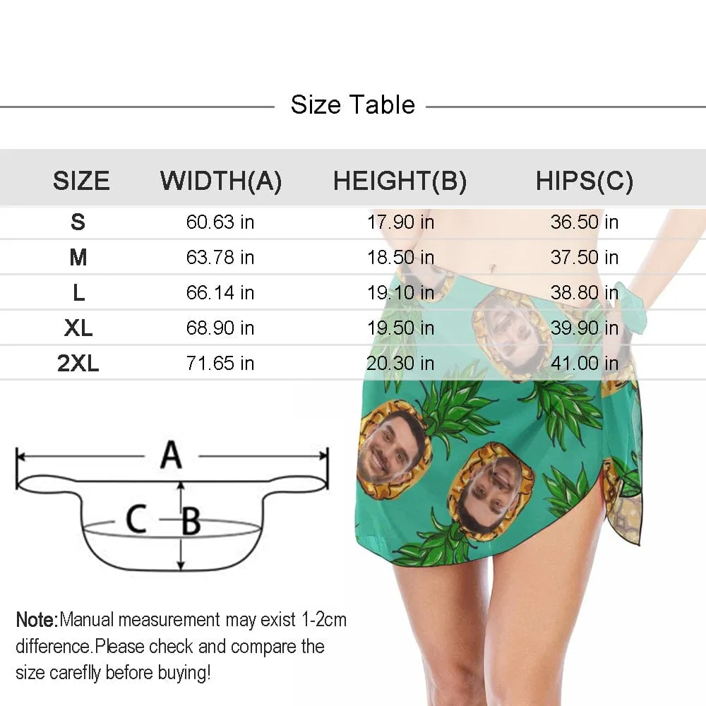 Custom Face Happy Time Swim Bikini Coverup Personalised Short Sarongs Beach Wrap For Women Girls